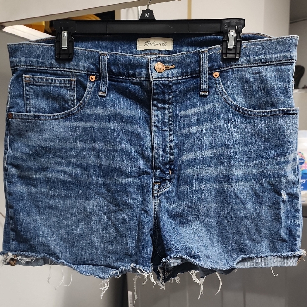Madewell Blue Jean Shorts with Frayed Hem